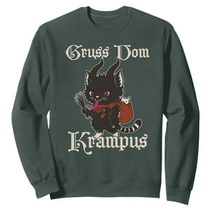 Christmas Krampus Cat Sweatshirt Gruss Vom Krampus Pagan Yule Xmas TS11 Dark Forest Green Print Your Wear