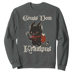 Christmas Krampus Cat Sweatshirt Gruss Vom Krampus Pagan Yule Xmas TS11 Dark Heather Print Your Wear