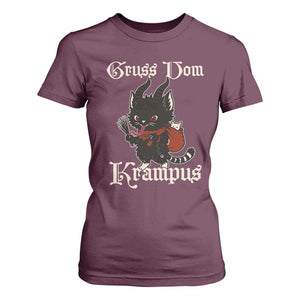 Christmas Krampus Cat T Shirt For Women Gruss Vom Krampus Pagan Yule Xmas TS11 Maroon Print Your Wear