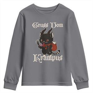 Christmas Krampus Cat Youth Sweatshirt Gruss Vom Krampus Pagan Yule Xmas TS11 Charcoal Print Your Wear