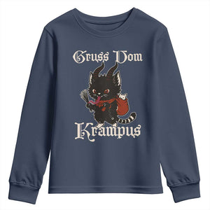 Christmas Krampus Cat Youth Sweatshirt Gruss Vom Krampus Pagan Yule Xmas TS11 Navy Print Your Wear