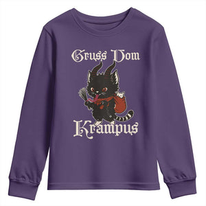 Christmas Krampus Cat Youth Sweatshirt Gruss Vom Krampus Pagan Yule Xmas TS11 Purple Print Your Wear
