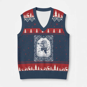 Xmas Krampus V-Neck Knit Sweater Vest Pagan Yule Nordic Xmas Krampus Evil Tarot Card TS11 Navy Red Print Your Wear