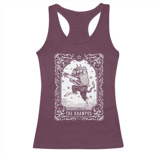 Christmas Krampus Racerback Tank Top Pagan Yule Nordic Xmas Krampus Evil Tarot Card TS11 Maroon Print Your Wear