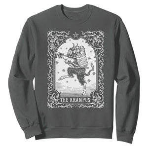 Christmas Krampus Sweatshirt Pagan Yule Nordic Xmas Krampus Evil Tarot Card TS11 Dark Heather Print Your Wear