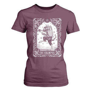Christmas Krampus T Shirt For Women Pagan Yule Nordic Xmas Krampus Evil Tarot Card TS11 Maroon Print Your Wear