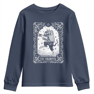 Christmas Krampus Youth Sweatshirt Pagan Yule Nordic Xmas Krampus Evil Tarot Card TS11 Navy Print Your Wear
