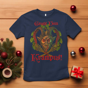 Nordic Christmas Krampus T Shirt Gruss Vom Krampus Pagan Yule Xmas TS11 Navy Print Your Wear