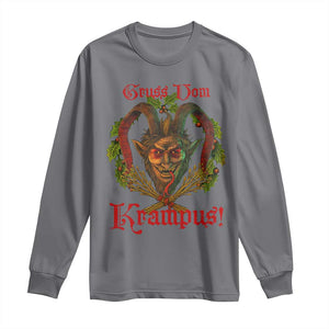 Nordic Christmas Krampus Long Sleeve Shirt Gruss Vom Krampus Pagan Yule Xmas TS11 Charcoal Print Your Wear