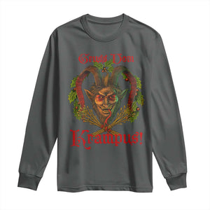 Nordic Christmas Krampus Long Sleeve Shirt Gruss Vom Krampus Pagan Yule Xmas TS11 Dark Heather Print Your Wear