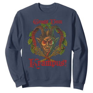 Nordic Christmas Krampus Sweatshirt Gruss Vom Krampus Pagan Yule Xmas TS11 Navy Print Your Wear