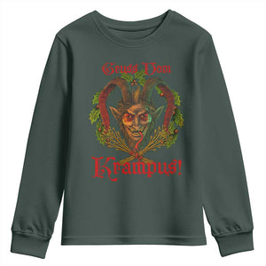 Nordic Christmas Krampus Youth Sweatshirt Gruss Vom Krampus Pagan Yule Xmas TS11 Dark Forest Green Print Your Wear