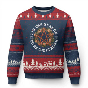 Tis The Season To Be The Heathen Ugly Christmas Sweater Pagan Christmas Yule Holiday TS11 Navy Red Print Your Wear