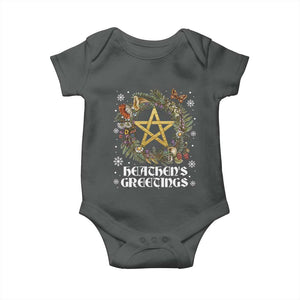 Heathens Greeting Baby Onesie Pagan Christmas Wreath Yule Holiday TS11 Dark Heather Print Your Wear