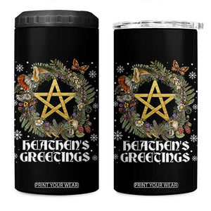 Heathens Greeting 4 in 1 Can Cooler Tumbler Pagan Christmas Wreath Yule Holiday TS11 One Size: 16 oz Black Print Your Wear
