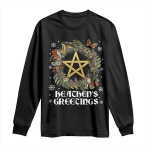 Heathens Greeting Long Sleeve Shirt Pagan Christmas Wreath Yule Holiday TS11 Black Print Your Wear