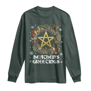 Heathens Greeting Long Sleeve Shirt Pagan Christmas Wreath Yule Holiday TS11 Dark Forest Green Print Your Wear