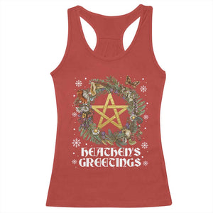 Heathens Greeting Racerback Tank Top Pagan Christmas Wreath Yule Holiday TS11 Red Print Your Wear
