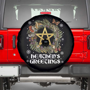 Heathens Greeting Spare Tire Cover Pagan Christmas Wreath Yule Holiday TS11 Black Print Your Wear