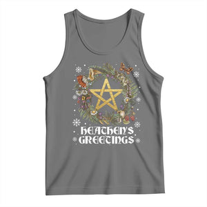 Heathens Greeting Tank Top Pagan Christmas Wreath Yule Holiday TS11 Black Heather Print Your Wear