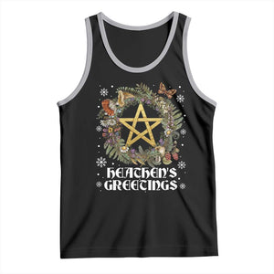 Heathens Greeting Tank Top Pagan Christmas Wreath Yule Holiday TS11 Black Athletic Heather Print Your Wear