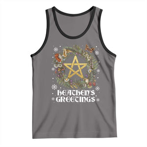 Heathens Greeting Tank Top Pagan Christmas Wreath Yule Holiday TS11 Deep Heather Black Print Your Wear