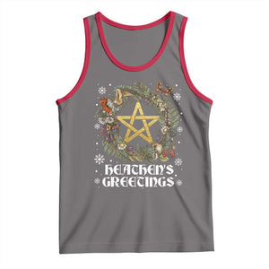 Heathens Greeting Tank Top Pagan Christmas Wreath Yule Holiday TS11 Deep Heather Red Print Your Wear