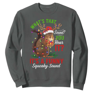 Funny Christmas Vacation Squirrel Movie Sweatshirt Whats That Sound You Hear It It Is A Funny Squeaky Sound TS11 Dark Heather Print Your Wear