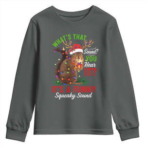 Funny Christmas Vacation Squirrel Movie Youth Sweatshirt Whats That Sound You Hear It It Is A Funny Squeaky Sound TS11 Dark Heather Print Your Wear