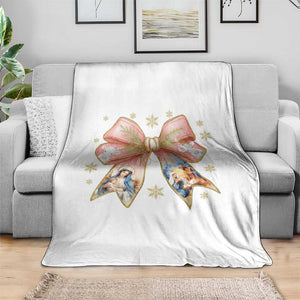 Jesus Christmas Coquette Bow Nativity Bible Verse Christian Throw Blanket TS11 Print Your Wear
