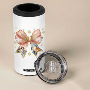 Jesus Christmas Coquette Bow Nativity Bible Verse Christian 4 in 1 Can Cooler Tumbler TS11 Print Your Wear