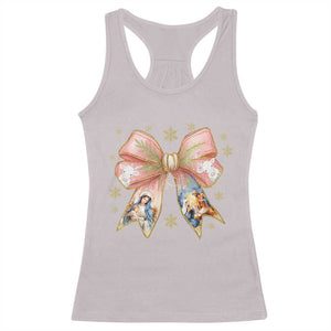 Jesus Christmas Coquette Bow Nativity Bible Verse Christian Racerback Tank Top TS11 Ice Gray Print Your Wear