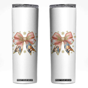 Jesus Christmas Coquette Bow Nativity Bible Verse Christian Skinny Tumbler TS11 White Print Your Wear