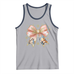 Jesus Christmas Coquette Bow Nativity Bible Verse Christian Tank Top TS11 Athletic Heather Navy Print Your Wear