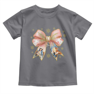 Jesus Christmas Coquette Bow Nativity Bible Verse Christian Toddler T Shirt TS11 Charcoal Print Your Wear