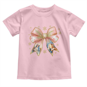 Jesus Christmas Coquette Bow Nativity Bible Verse Christian Toddler T Shirt TS11 Light Pink Print Your Wear