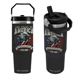 250 Years Of America Flip Straw Tumbler 250th American Anniversary Independence Bald Eagle TS11 One Size: 30 oz Black Print Your Wear