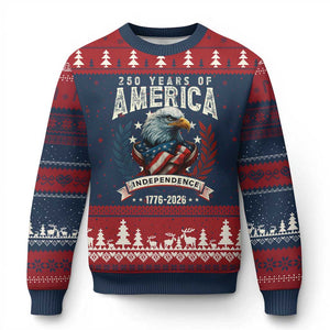 250 Years Of America Ugly Christmas Sweater 250th American Anniversary Independence Bald Eagle TS11 Navy Red Print Your Wear