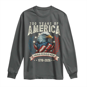 250 Years Of America Long Sleeve Shirt 250th American Anniversary Independence Bald Eagle TS11 Dark Heather Print Your Wear