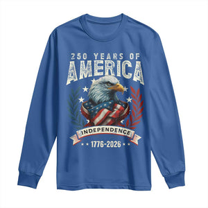 250 Years Of America Long Sleeve Shirt 250th American Anniversary Independence Bald Eagle TS11 Royal Blue Print Your Wear