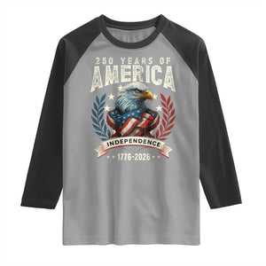 250 Years Of America Raglan Shirt 250th American Anniversary Independence Bald Eagle TS11 Sport Gray Black Print Your Wear