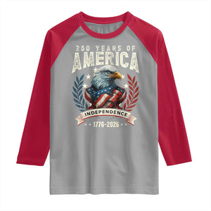 250 Years Of America Raglan Shirt 250th American Anniversary Independence Bald Eagle TS11 Sport Gray Red Print Your Wear