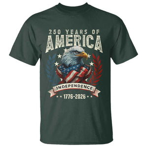 250 Years Of America T Shirt 250th American Anniversary Independence Bald Eagle TS11 Dark Forest Green Print Your Wear