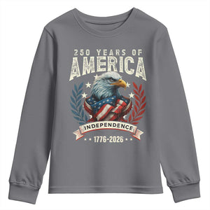 250 Years Of America Youth Sweatshirt 250th American Anniversary Independence Bald Eagle TS11 Charcoal Print Your Wear