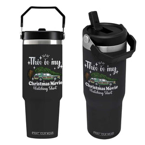 This Is My Christmas Movie Watching Flip Straw Tumbler Vintage Xmas Tree Car TS11 One Size: 30 oz Black Print Your Wear