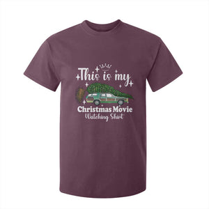 This Is My Christmas Movie Watching T Shirt For Kid Vintage Xmas Tree Car TS11 Maroon Print Your Wear