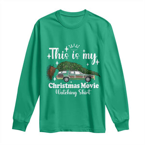 This Is My Christmas Movie Watching Long Sleeve Shirt Vintage Xmas Tree Car TS11 Irish Green Print Your Wear
