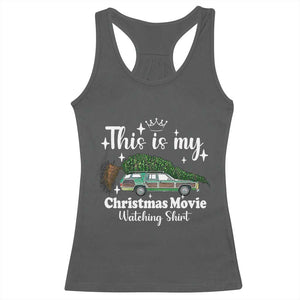 This Is My Christmas Movie Watching Racerback Tank Top Vintage Xmas Tree Car TS11 Dark Heather Print Your Wear