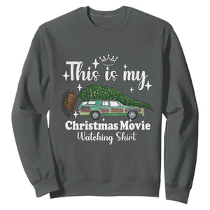 This Is My Christmas Movie Watching Sweatshirt Vintage Xmas Tree Car TS11 Dark Heather Print Your Wear