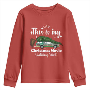 This Is My Christmas Movie Watching Youth Sweatshirt Vintage Xmas Tree Car TS11 Red Print Your Wear